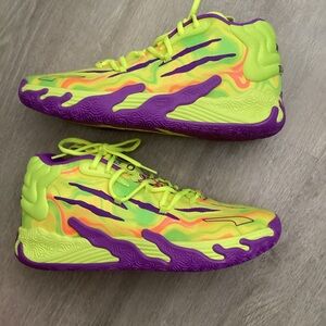 Puma Neon Green and Purple MELO Sneakers